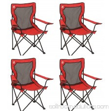 (4) COLEMAN Broadband Camping Folding Quad Chairs w/ Mesh Back & Transport Bag
